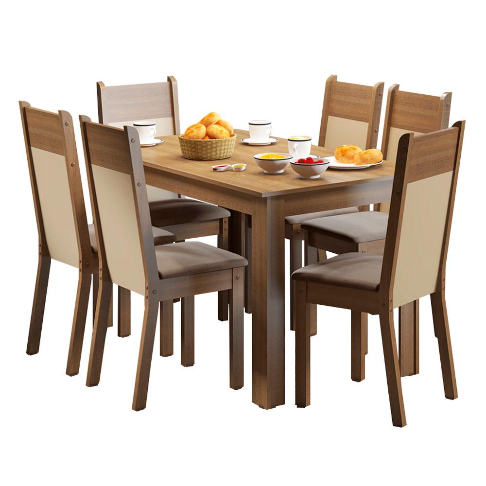 JUEGO DE COMEDOR MADESA HONDURAS CON 6 SILLAS - MARRÓN/BEIGE - 1