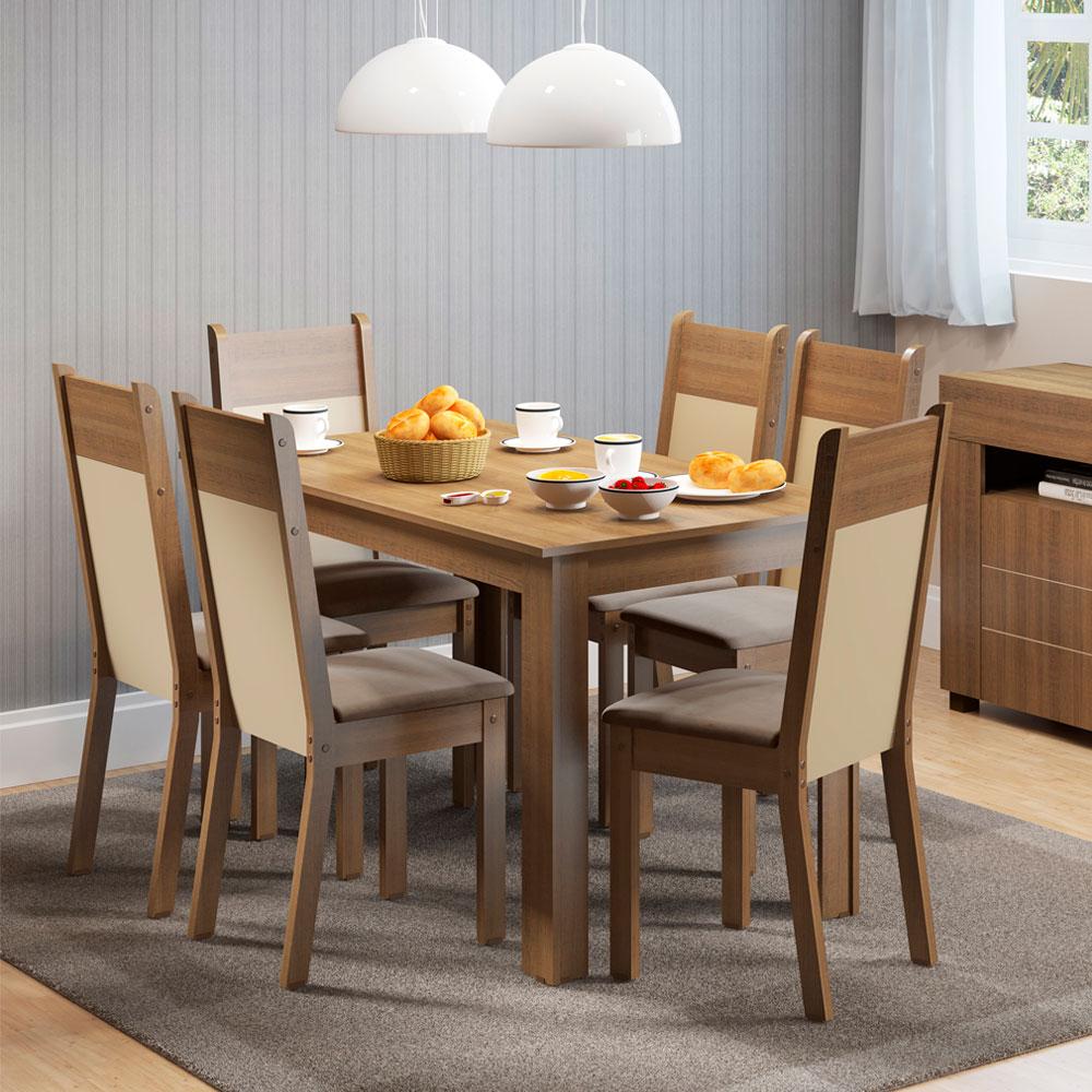 JUEGO DE COMEDOR MADESA HONDURAS CON 6 SILLAS - MARRÓN/BEIGE - 2