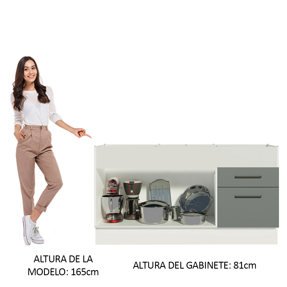 MUEBLE DE COCINA AGATA 150 CM - MOSTRADOR PARA LAVADERO - BLANCO/GRIS - 3