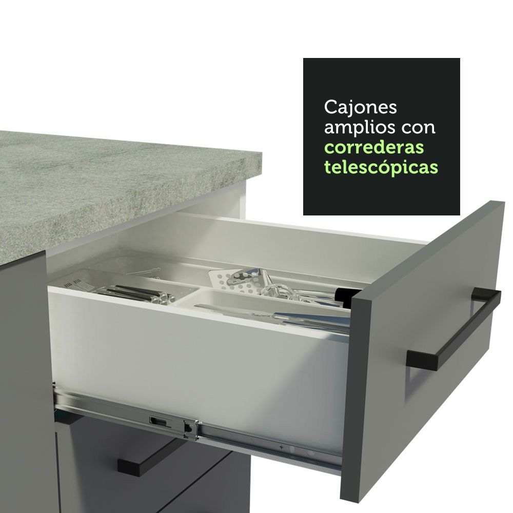 MUEBLE DE COCINA AGATA 150 CM - MOSTRADOR PARA LAVADERO - BLANCO/GRIS - 5