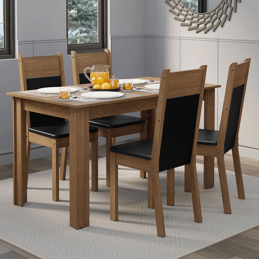 JUEGO DE COMEDOR MADESA ELLEN CON 4 SILLAS - MARRÓN/NEGRO - 1