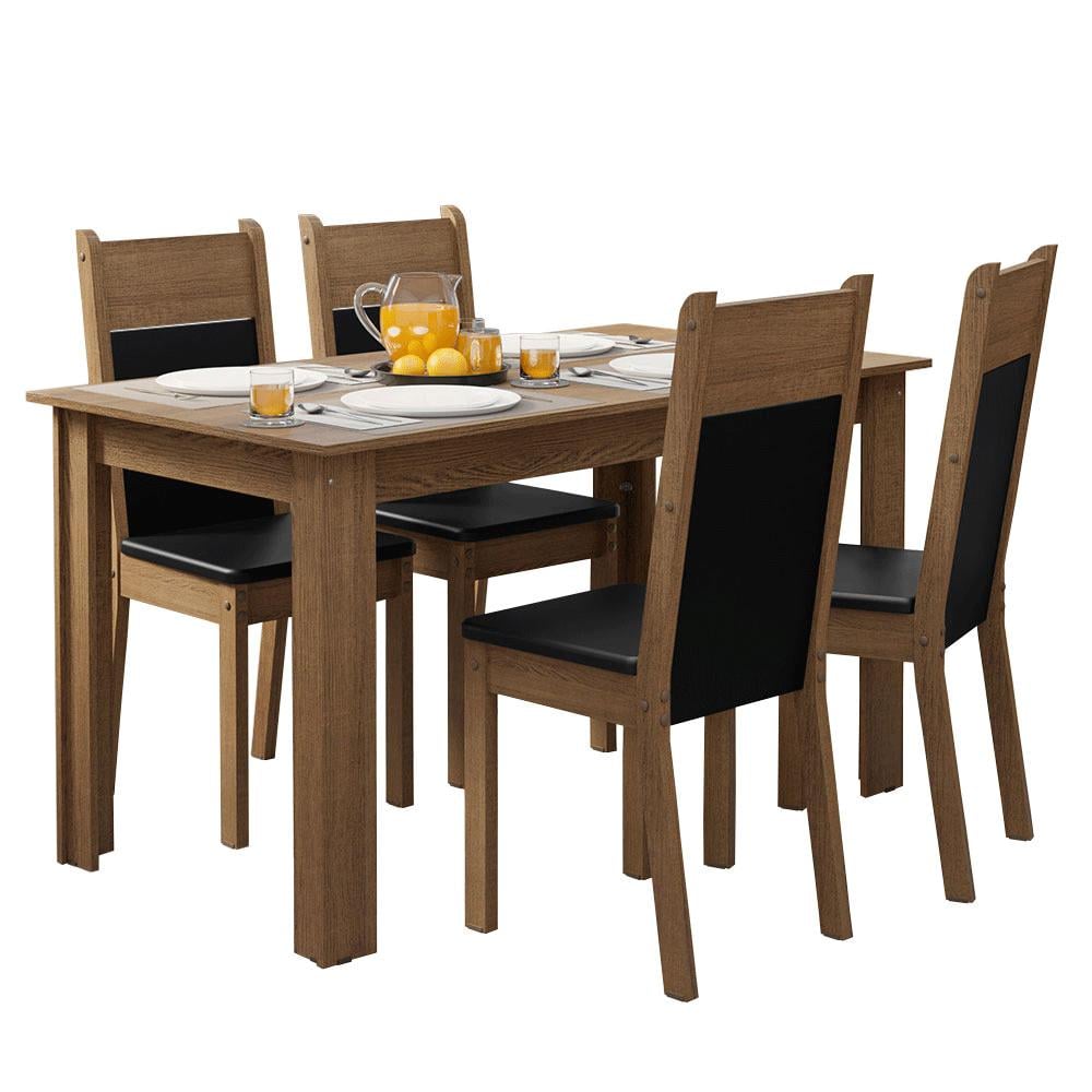 JUEGO DE COMEDOR MADESA ELLEN CON 4 SILLAS - MARRÓN/NEGRO - 2