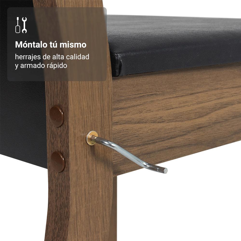 JUEGO DE COMEDOR MADESA ELLEN CON 4 SILLAS - MARRÓN/NEGRO - 6