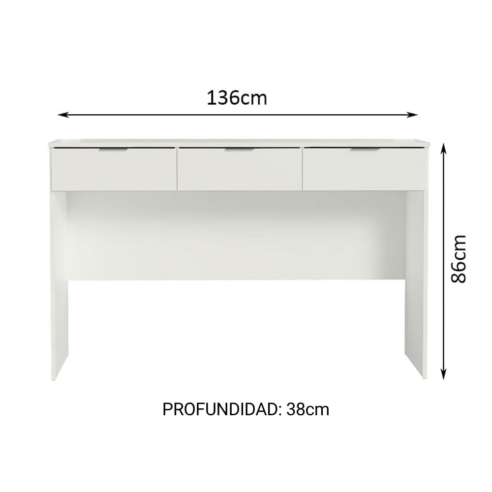 TOCADOR DE CAMERINO CARLY CON 3 CAJONES (SIN ESPEJO) - BLANCO - 3