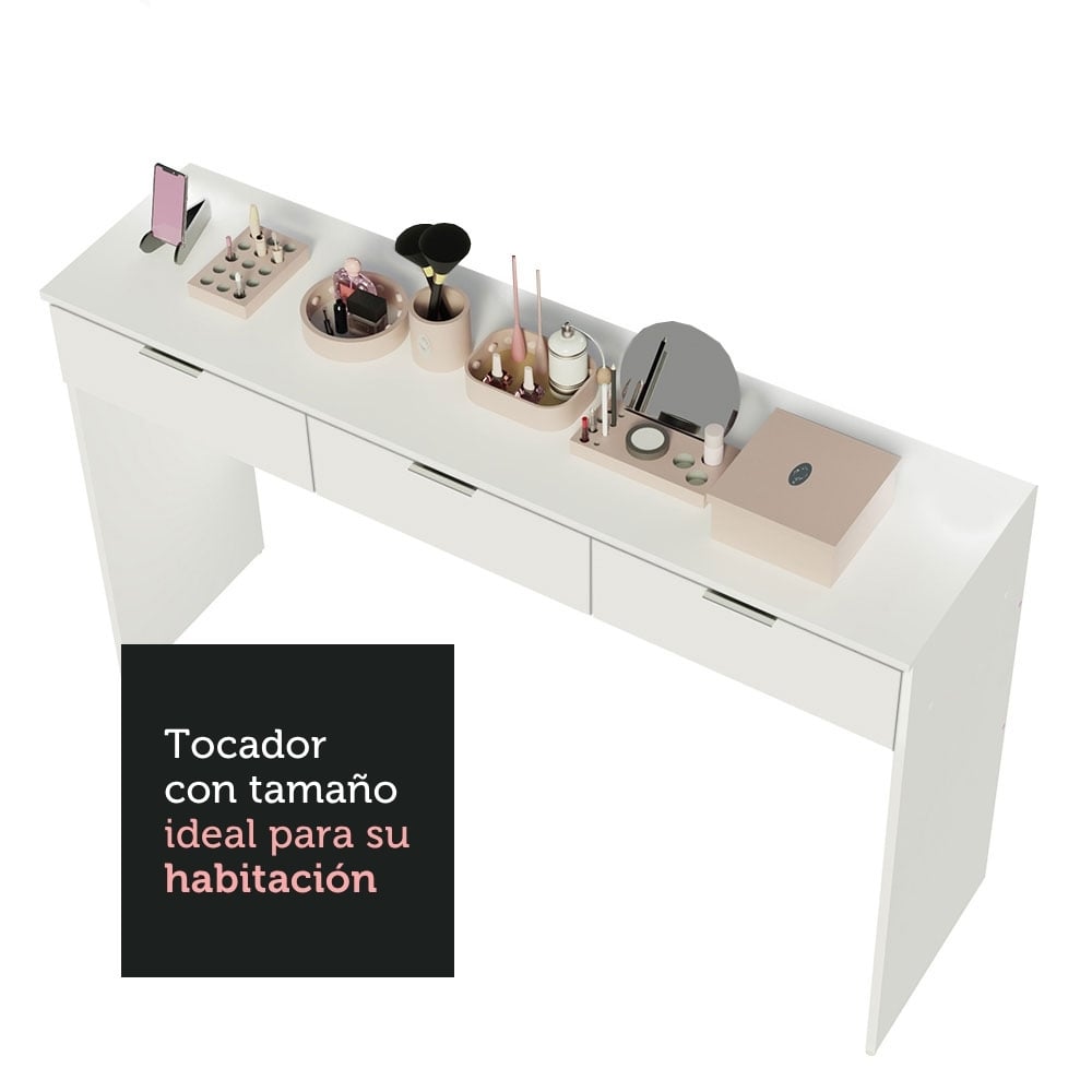 TOCADOR DE CAMERINO CARLY CON 3 CAJONES (SIN ESPEJO) - BLANCO - 7