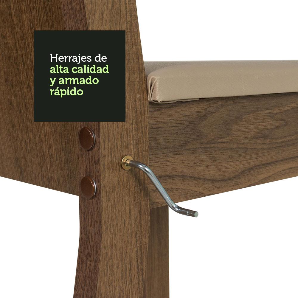 JUEGO DE COMEDOR MAGDA CON 4 SILLAS ENCIMERA CUADRADA DE CRISTAL - MARRÓN/BEIGE - 6