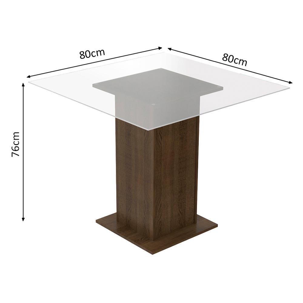 JUEGO DE COMEDOR ALINE CON 4 SILLAS - ENCIMERA CUADRADA DE CRISTAL - MARRÓN/CREMA/BEIGE - 3