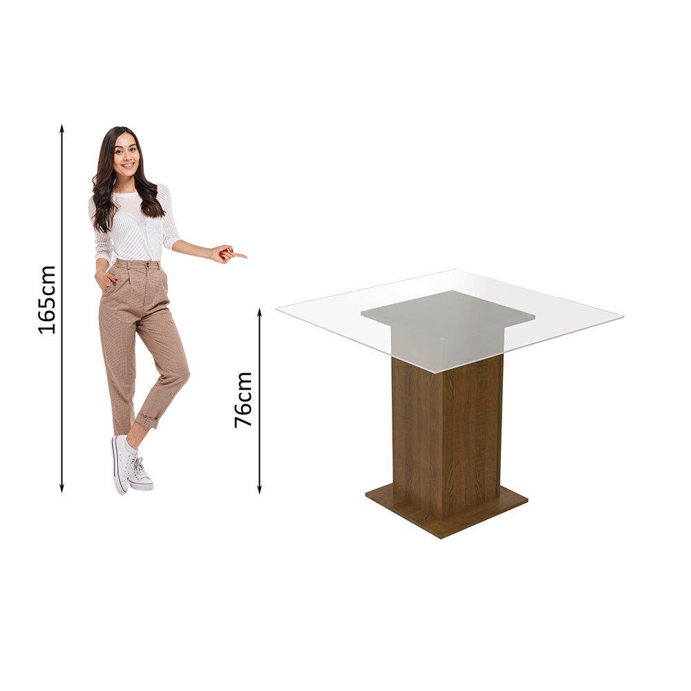 JUEGO DE COMEDOR DALLAS CON 4 SILLAS ENCIMERA CUADRADA DE CRISTAL - MARRÓN/NEGRO SINTÉTICO - 5