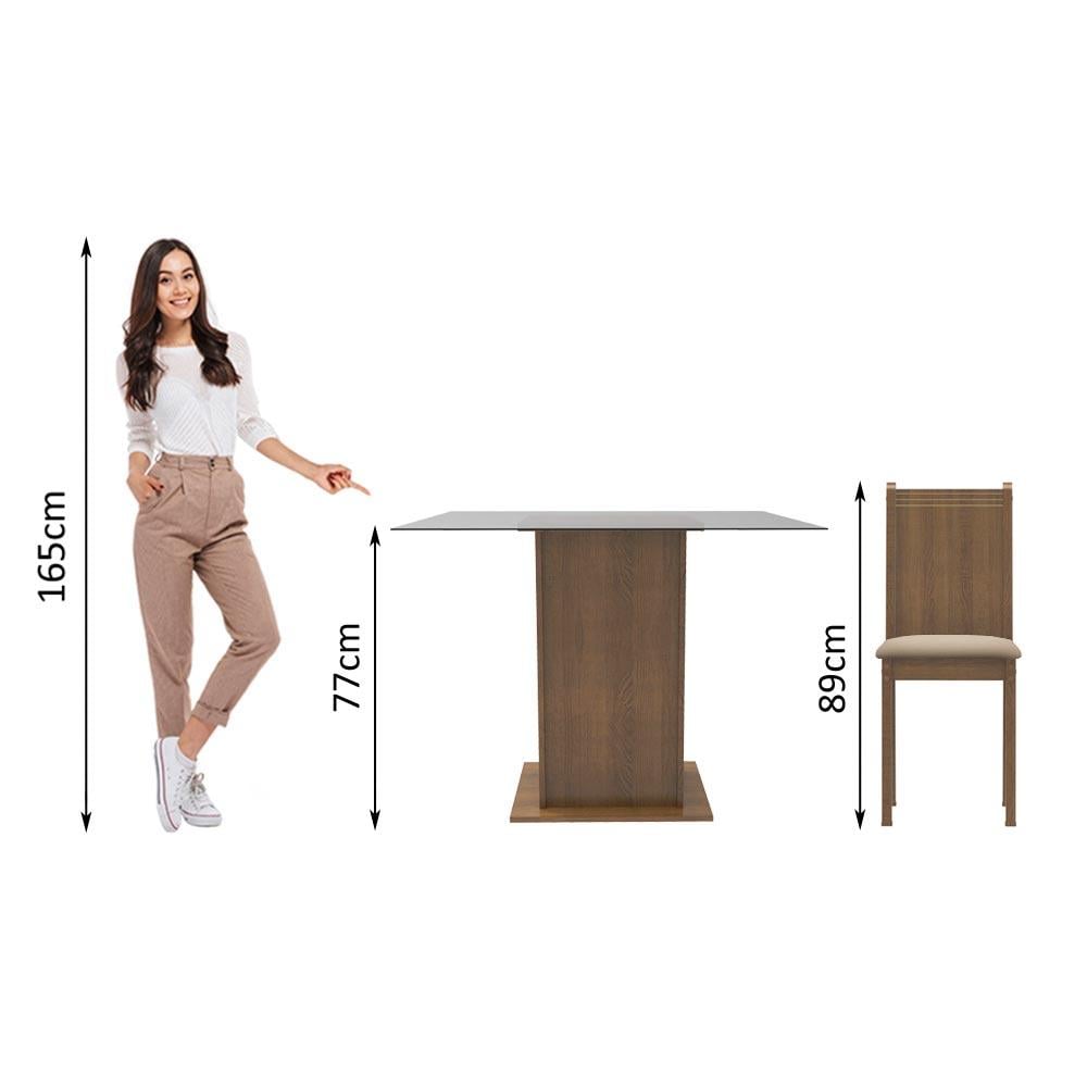 JUEGO DE COMEDOR MADESA MAYA CON 4 SILLAS Y ENCIMERA CUADRADA DE CRISTAL - MARRÓN/BEIGE - 4