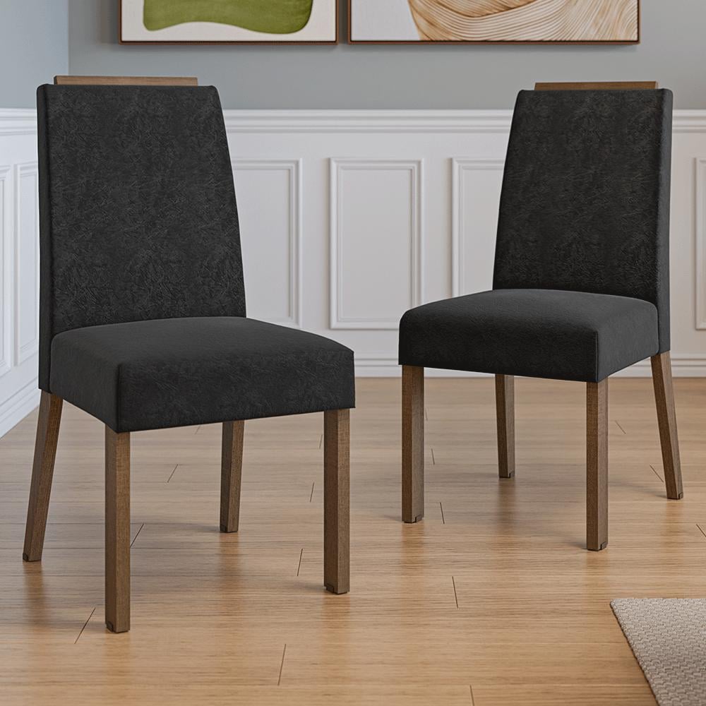 KIT DE 2 SILLAS DE COMEDOR MADESA 4255 CON BORDE SUPERIOR - MARRÓN/OXFORD - 1