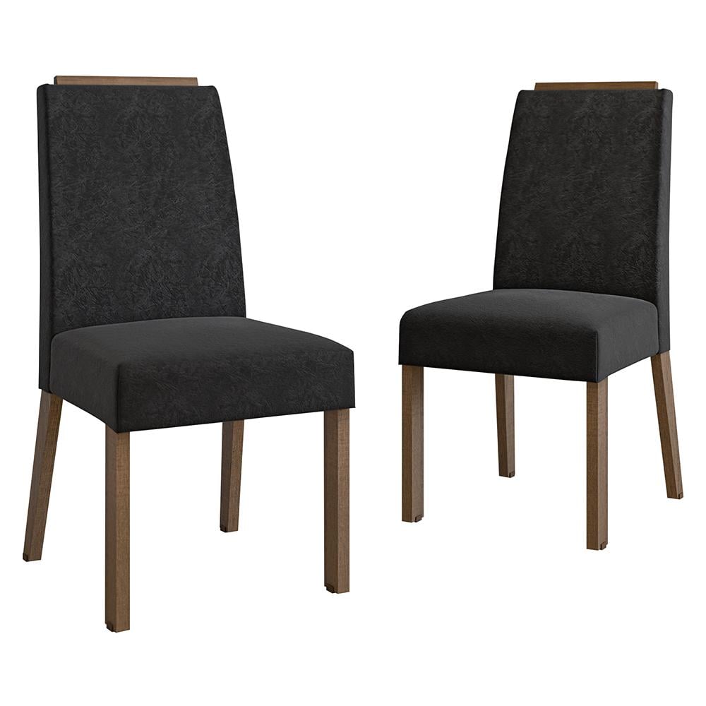 KIT DE 2 SILLAS DE COMEDOR MADESA 4255 CON BORDE SUPERIOR - MARRÓN/OXFORD - 2