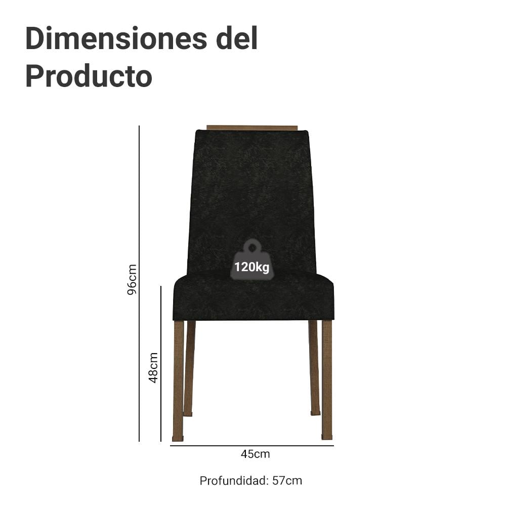 KIT DE 2 SILLAS DE COMEDOR MADESA 4255 CON BORDE SUPERIOR - MARRÓN/OXFORD - 3