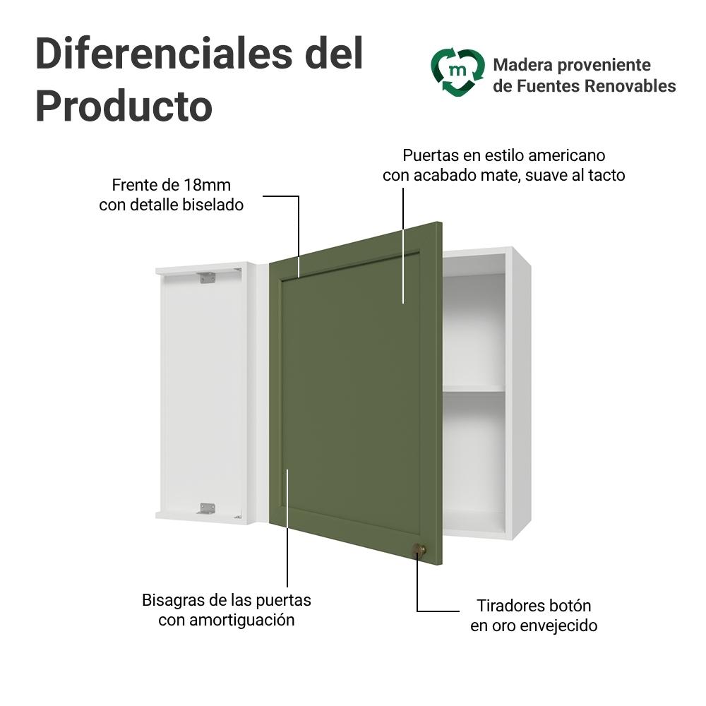 ALACENA DE COCINA DE ESQUINA VIK 1 PUERTA - BLANCO/VERDE - 3