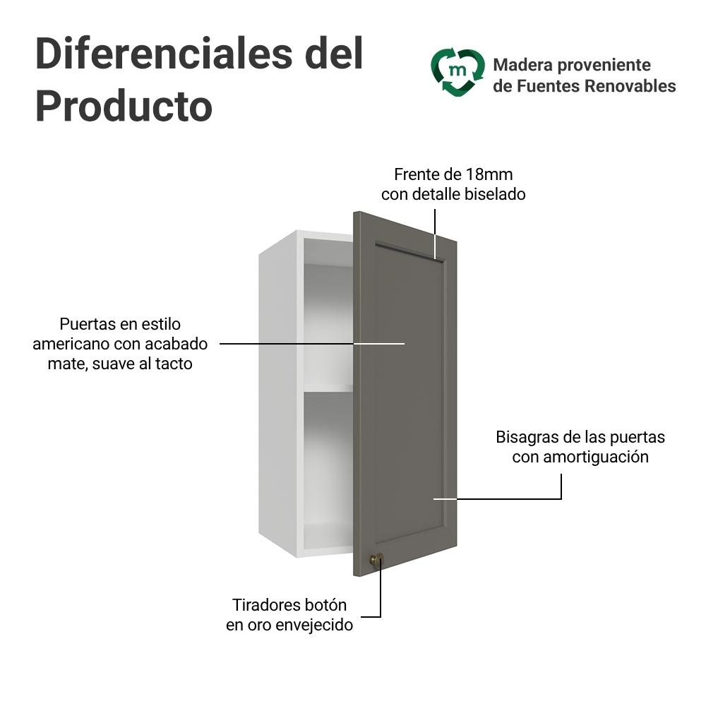 ALACENA DE COCINA VIK 35 CM 1 PUERTA - BLANCO/GRIS - 3