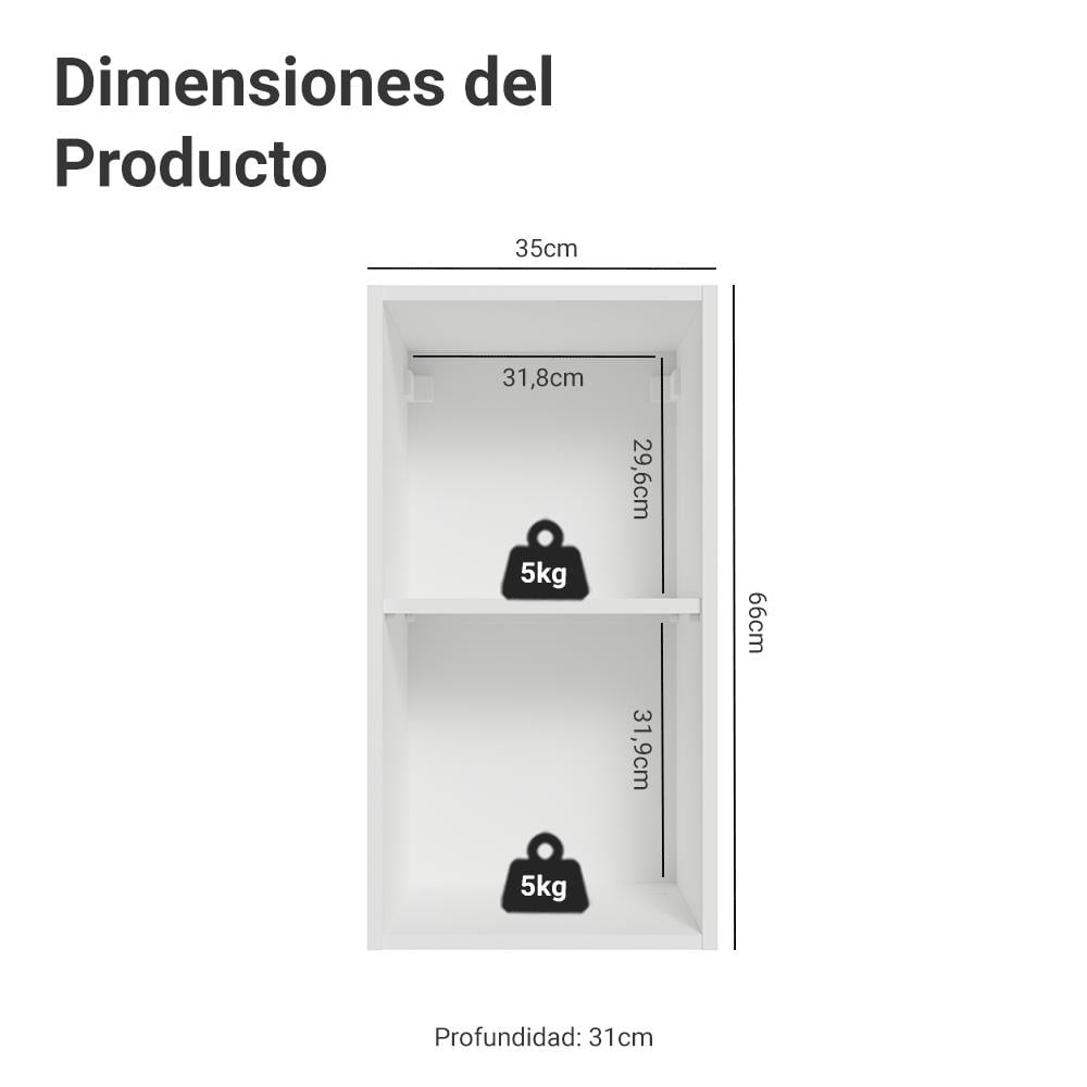 ALACENA DE COCINA VIK 35 CM 1 PUERTA - BLANCO/VERDE - 2