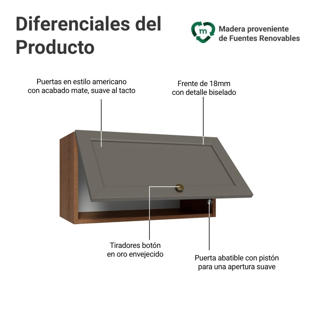 ALACENA DE COCINA VIK 60 CM 1 PUERTA ABATIBLE - MARRÓN/GRIS - 3