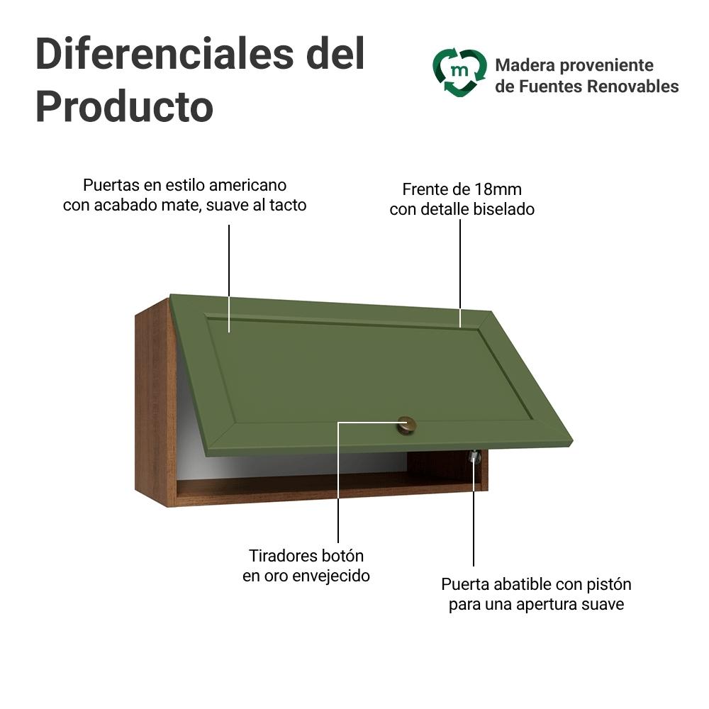 ALACENA DE COCINA VIK 60 CM 1 PUERTA ABATIBLE - MARRÓN/VERDE - 3