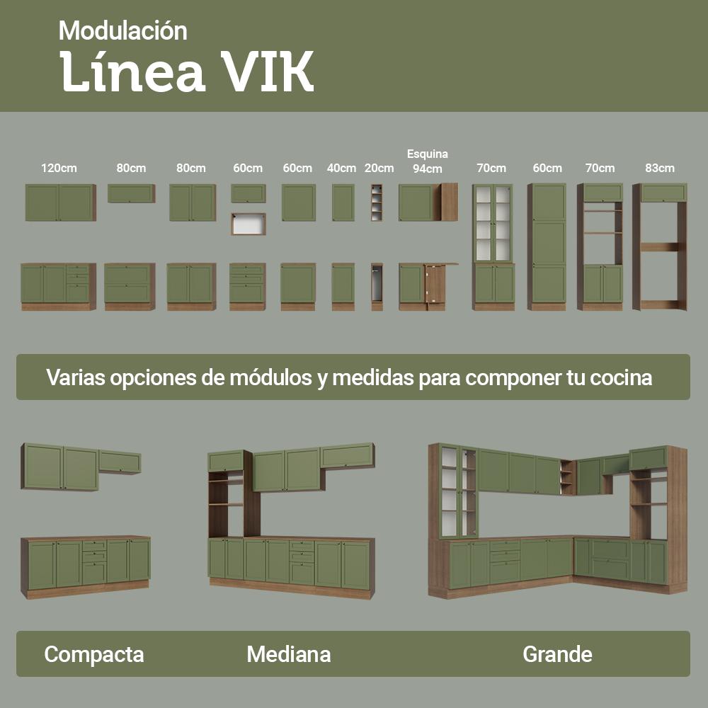 ALACENA DE COCINA VIK 60 CM 1 PUERTA ABATIBLE - MARRÓN/VERDE - 8