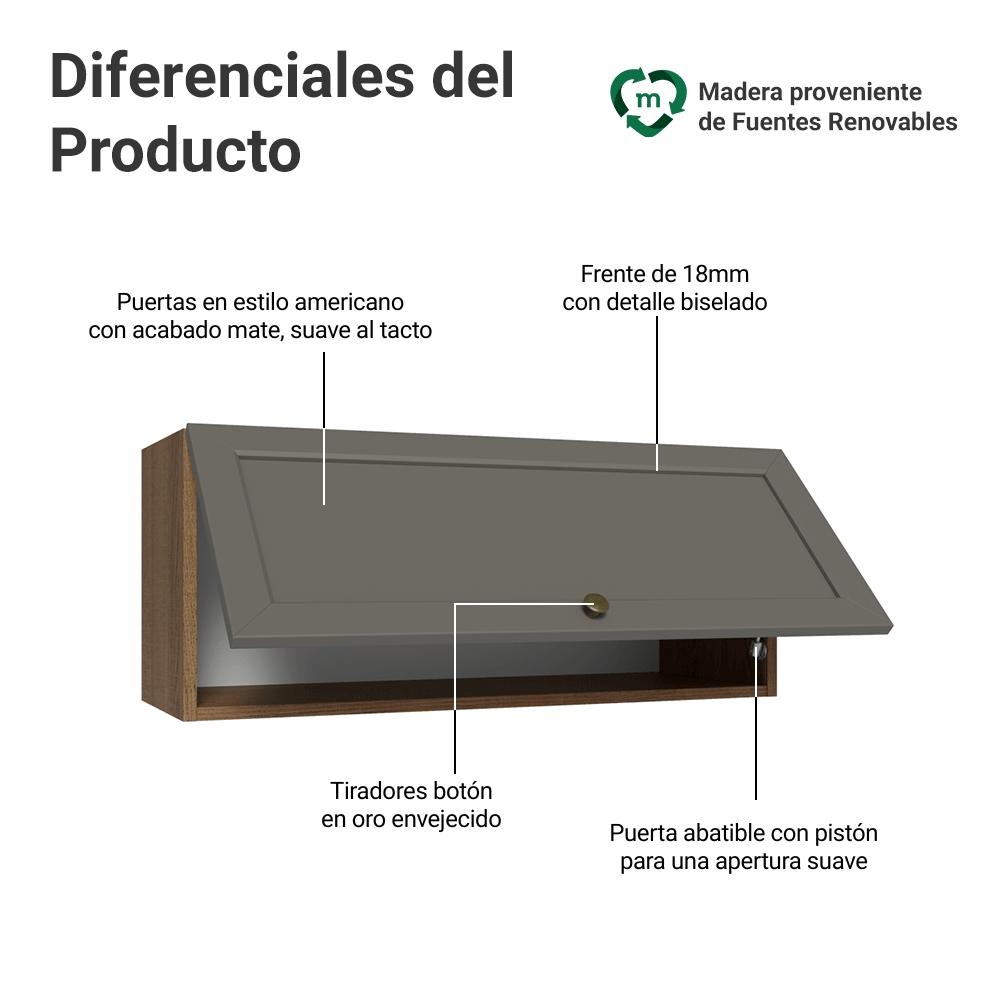 ALACENA DE COCINA VIK 80 CM 1 PUERTA ABATIBLE - MARRÓN/GRIS - 3