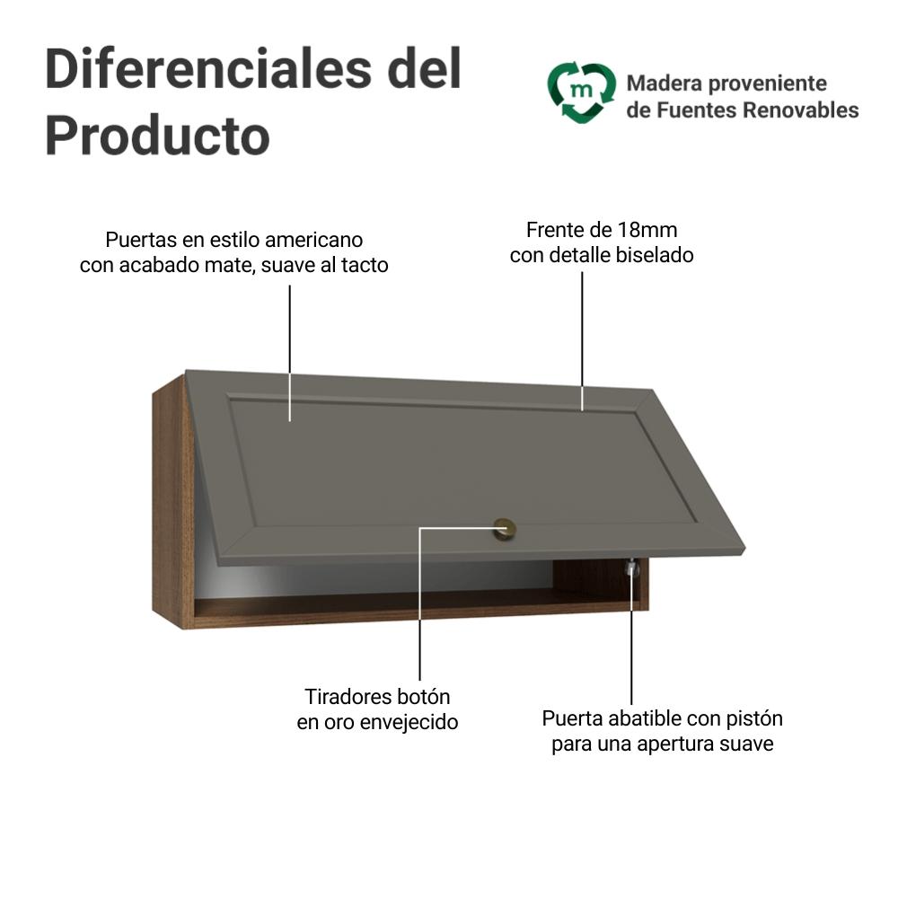 ALACENA DE COCINA VIK 70 CM 1 PUERTA ABATIBLE - MARRÓN/GRIS - 3