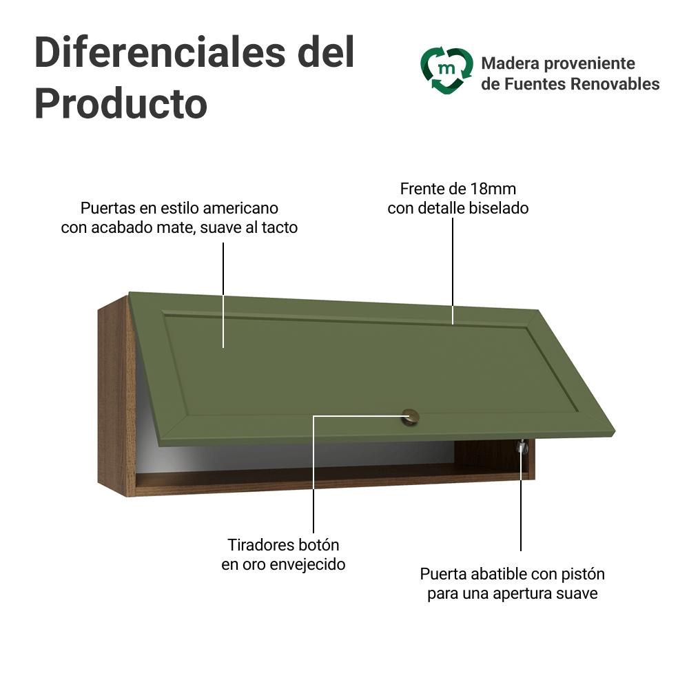 ALACENA DE COCINA VIK 80 CM 1 PUERTA ABATIBLE - MARRÓN/VERDE - 3