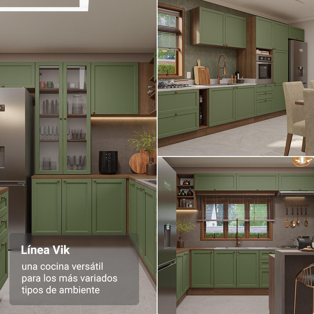 ALACENA DE COCINA VIK 80 CM 1 PUERTA ABATIBLE - MARRÓN/VERDE - 7