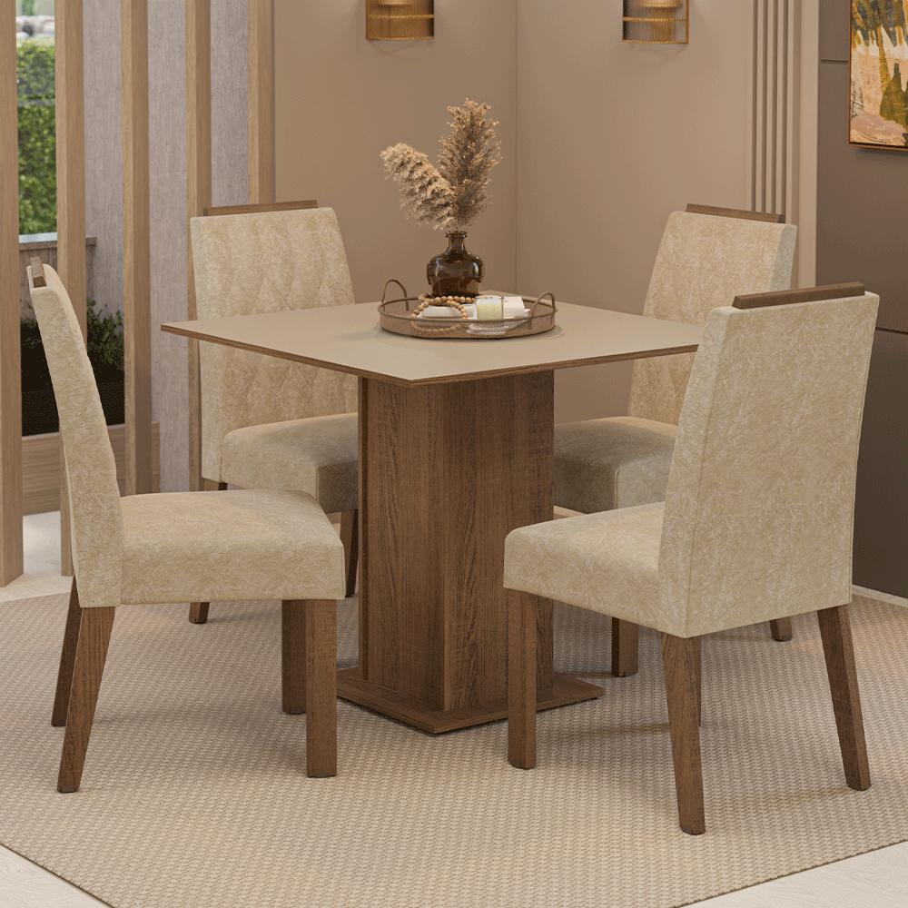 JUEGO DE COMEDOR CANNES CON 4 SILLAS - MARRÓN / CREMA / IMPERIAL - 1