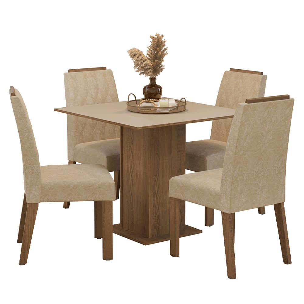 JUEGO DE COMEDOR CANNES CON 4 SILLAS - MARRÓN / CREMA / IMPERIAL - 2
