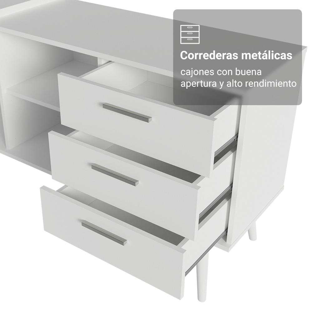 ESCRITORIO DE ESQUINA MADESA 3 CAJONES Y 4 NICHOS - BLANCO - 6