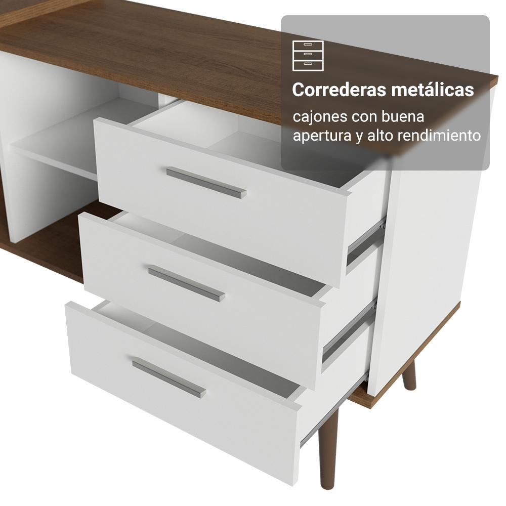 ESCRITORIO DE ESQUINA MADESA 3 CAJONES Y 4 NICHOS - BLANCO/MARRÓN - 6