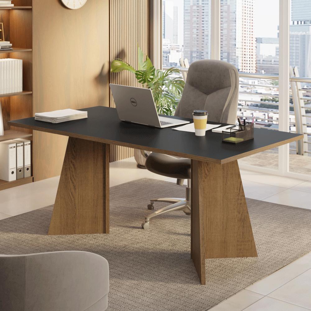ESCRITORIO EJECUTIVO DE OFICINA MADESA 180 CM - MARRÓN/NEGRO - 1