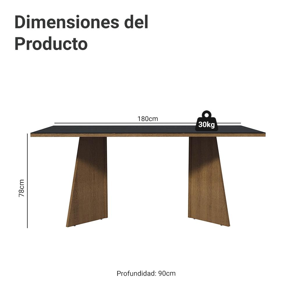 ESCRITORIO EJECUTIVO DE OFICINA MADESA CON SUPERFICIE DE MADERA Y CRISTAL 180 CM - MARRÓN/NEGRO - 3