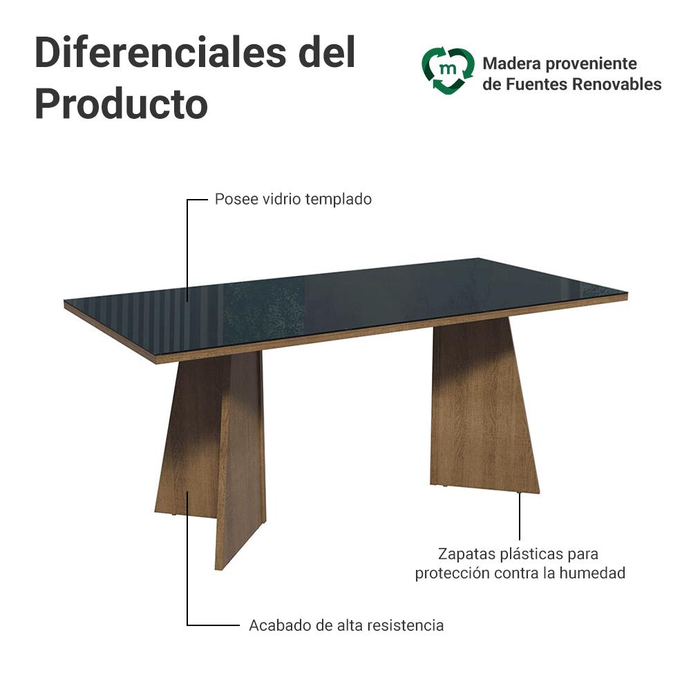 ESCRITORIO EJECUTIVO DE OFICINA MADESA CON SUPERFICIE DE MADERA Y CRISTAL 180 CM - MARRÓN/NEGRO - 4