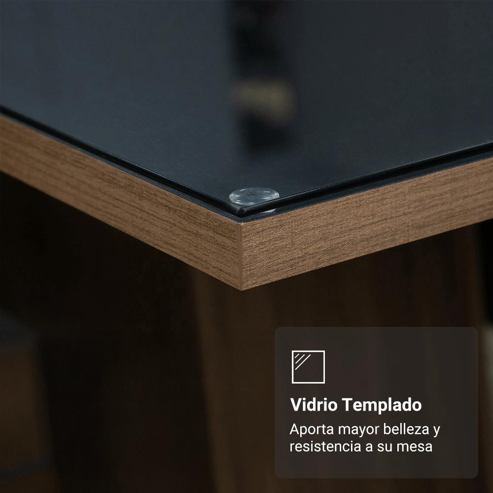 ESCRITORIO EJECUTIVO DE OFICINA MADESA CON SUPERFICIE DE MADERA Y CRISTAL 180 CM - MARRÓN/NEGRO - 5