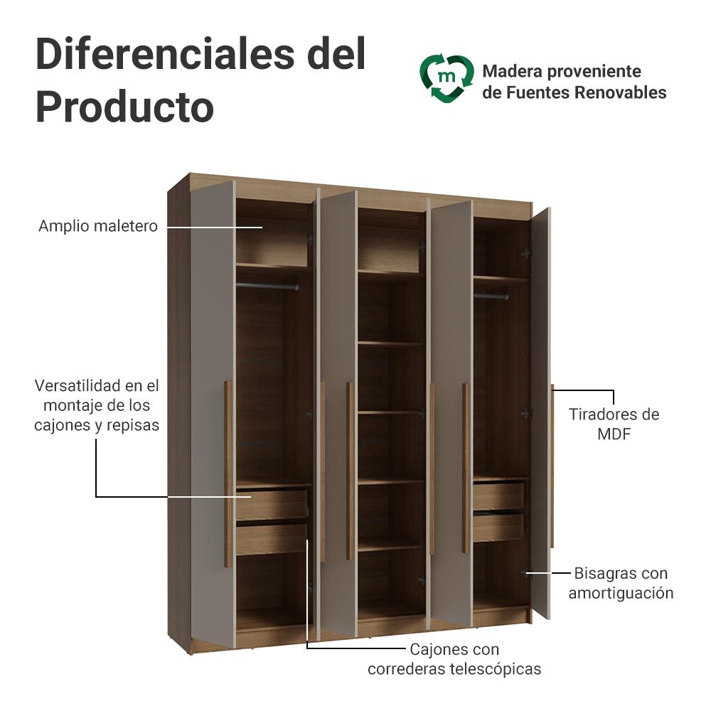 ROPERO NETUNO 6 PUERTAS 4 CAJONES - 3