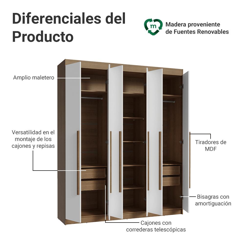 ROPERO VENUS 6 PUERTAS 4 CAJONES - 3