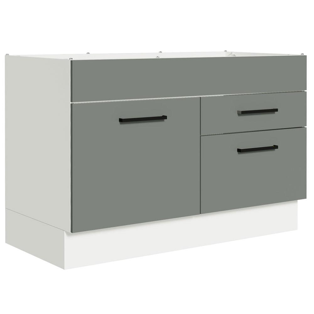 MUEBLE DE COCINA AGATA 120 CM X 60 CM 1 PUERTA 2 CAJONES SIN ENCIMERA - BLANCO/GRIS - 1