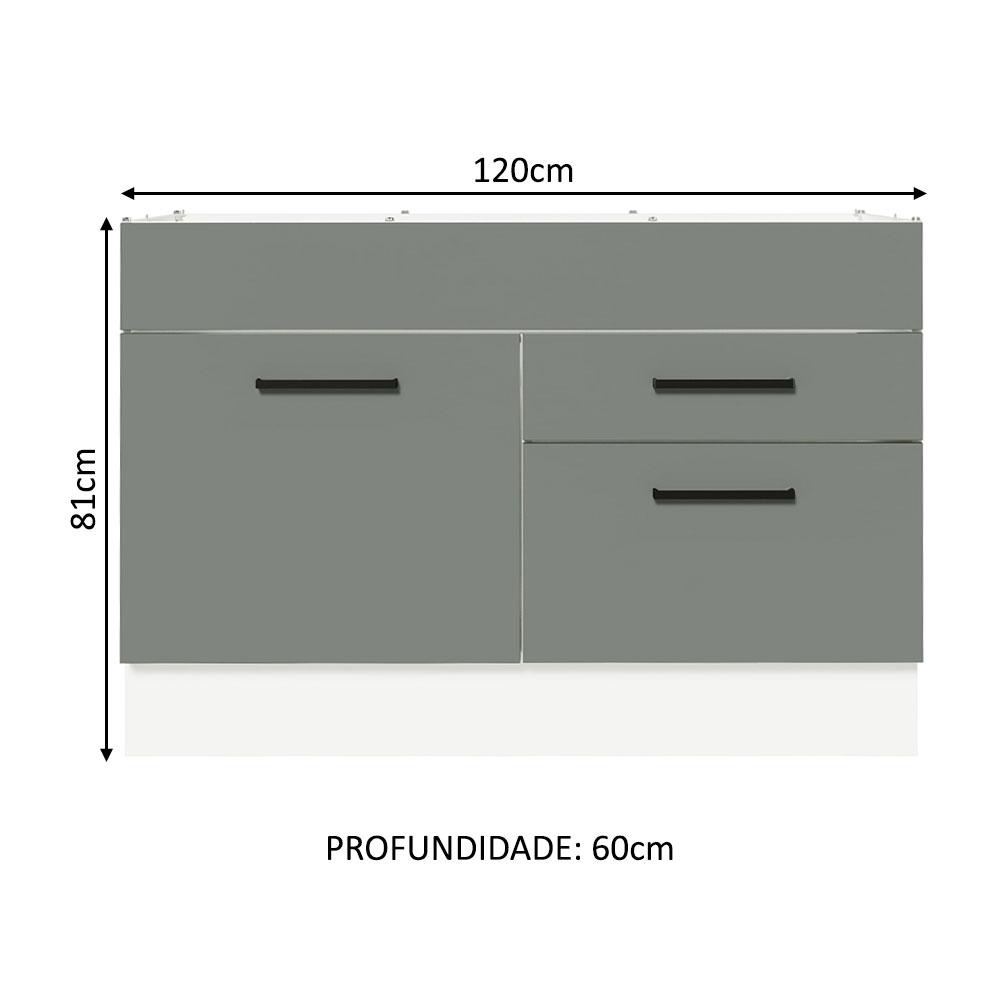 MUEBLE DE COCINA AGATA 120 CM X 60 CM 1 PUERTA 2 CAJONES SIN ENCIMERA - BLANCO/GRIS - 2