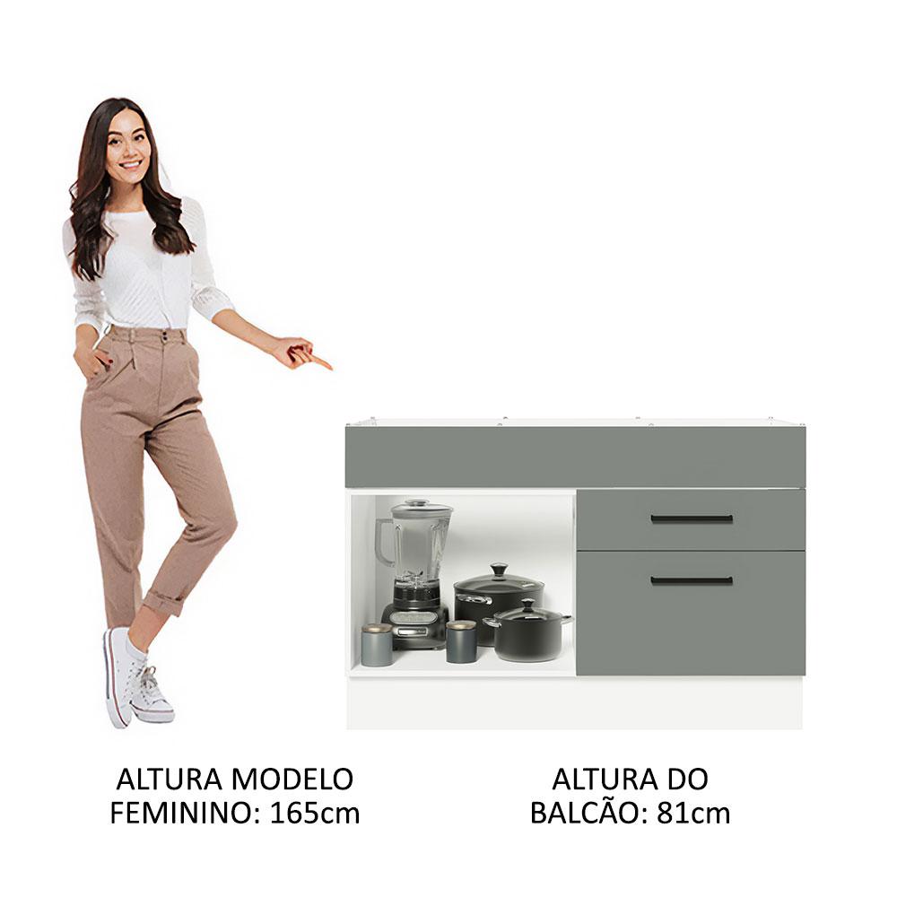 MUEBLE DE COCINA AGATA 120 CM X 60 CM 1 PUERTA 2 CAJONES SIN ENCIMERA - BLANCO/GRIS - 3