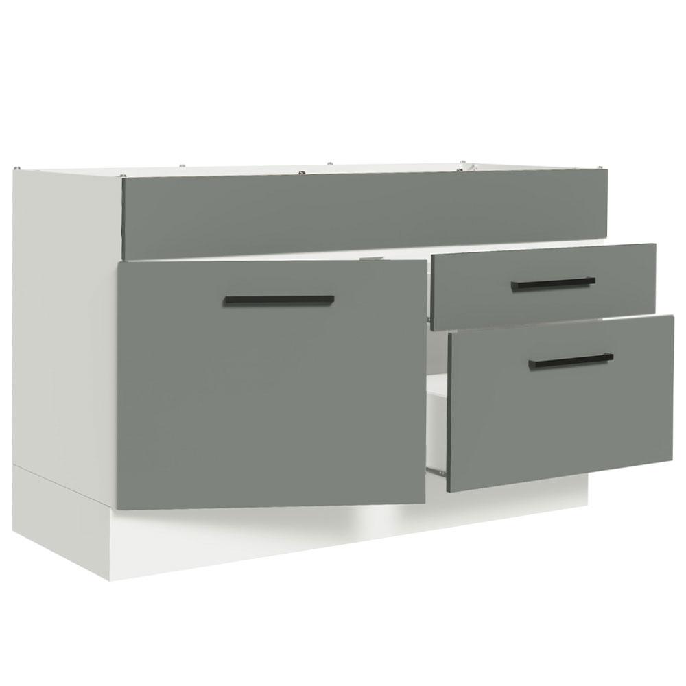 MUEBLE DE COCINA AGATA 120 CM X 60 CM 1 PUERTA 2 CAJONES SIN ENCIMERA - BLANCO/GRIS - 4