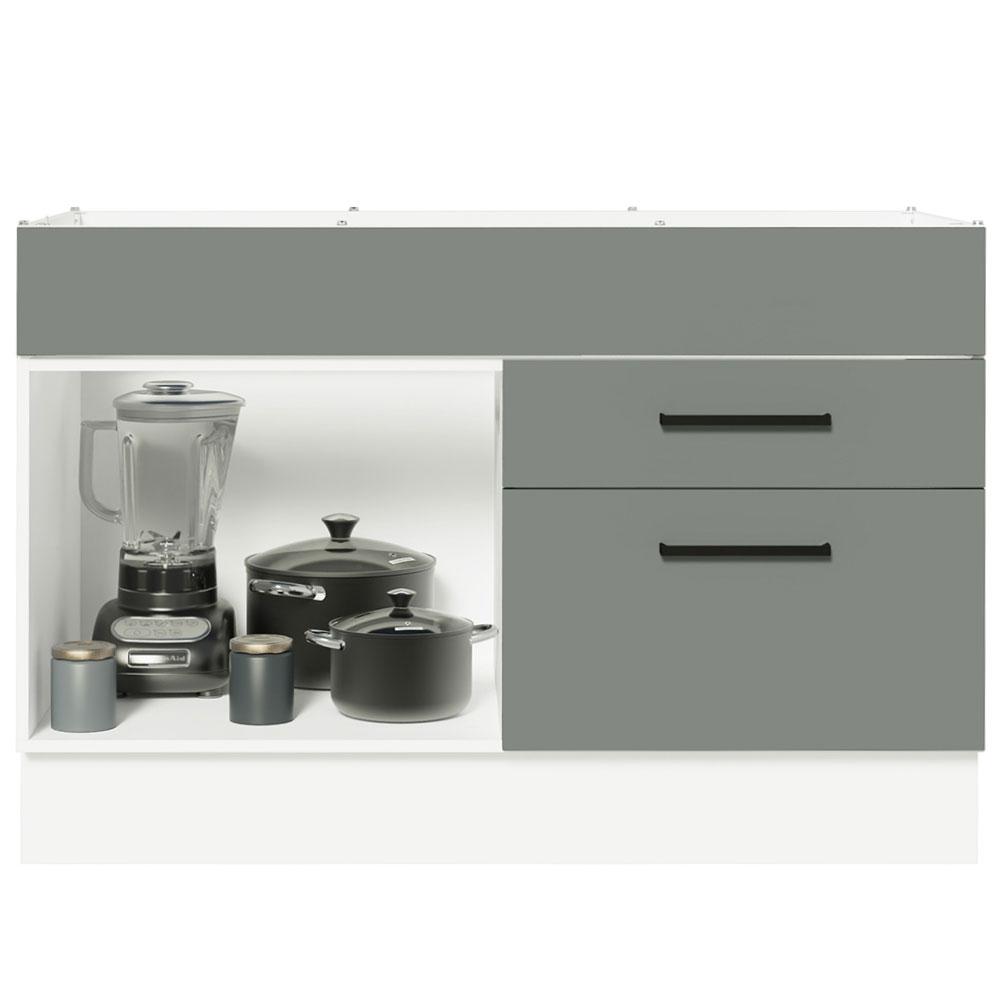 MUEBLE DE COCINA AGATA 120 CM X 60 CM 1 PUERTA 2 CAJONES SIN ENCIMERA - BLANCO/GRIS - 5
