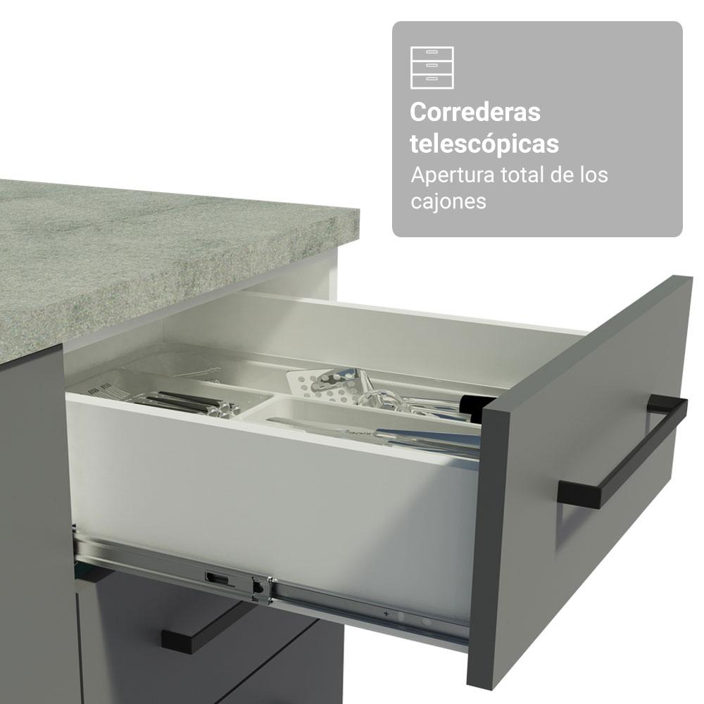 MUEBLE DE COCINA AGATA 120 CM X 60 CM 1 PUERTA 2 CAJONES SIN ENCIMERA - BLANCO/GRIS - 7