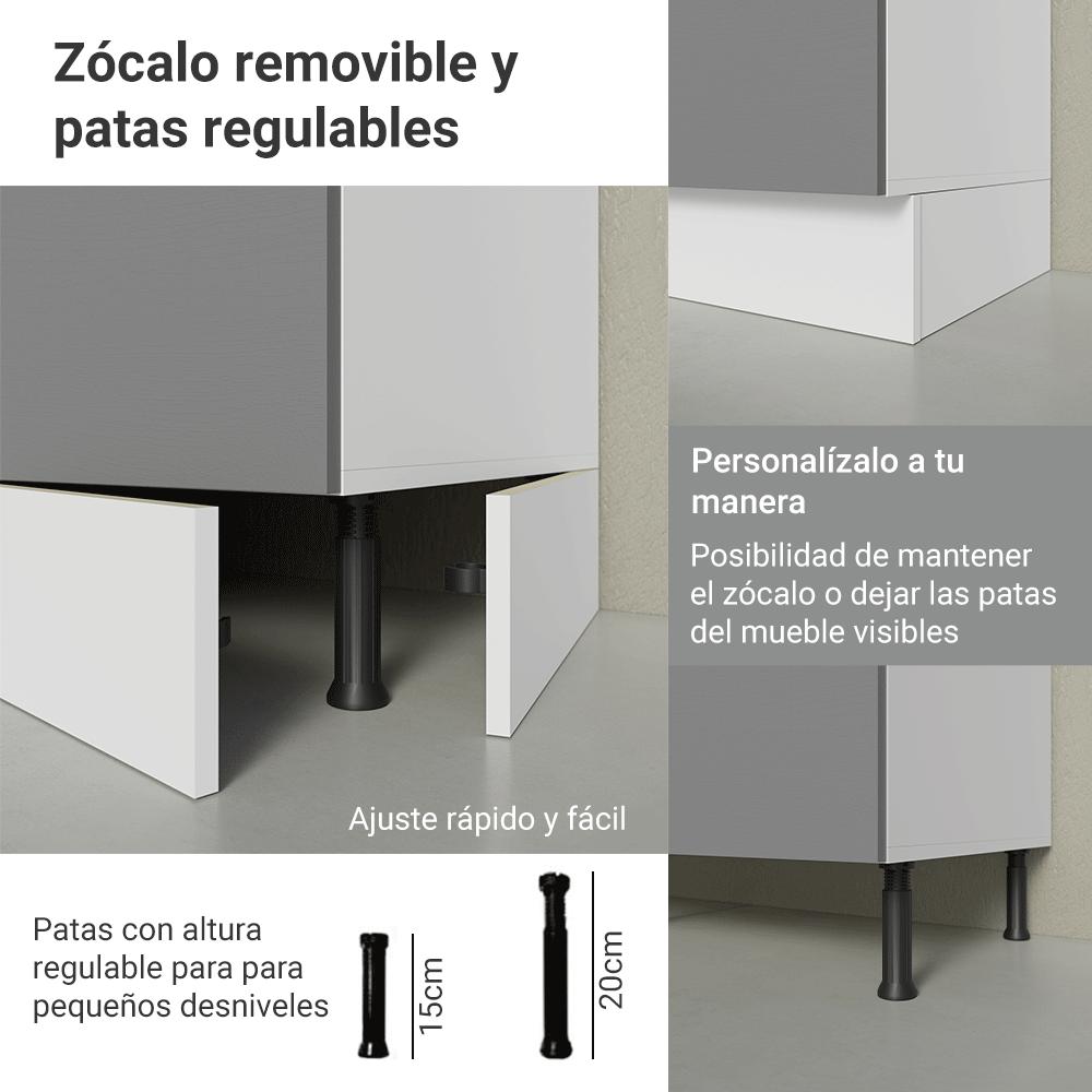 MUEBLE DE COCINA AGATA 120 CM X 60 CM 1 PUERTA 2 CAJONES SIN ENCIMERA - BLANCO/GRIS - 8
