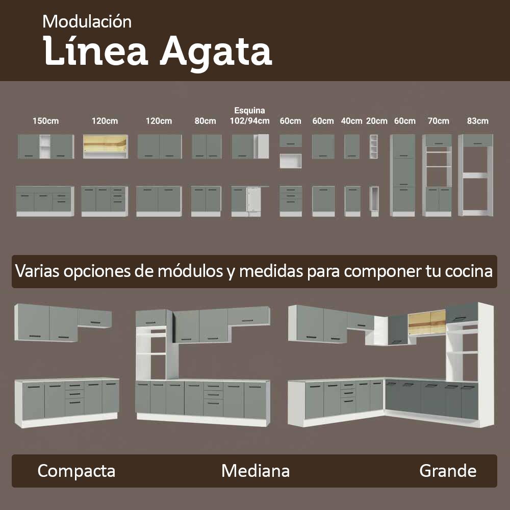 MUEBLE DE COCINA AGATA 120 CM X 60 CM 1 PUERTA 2 CAJONES SIN ENCIMERA - BLANCO/GRIS - 9