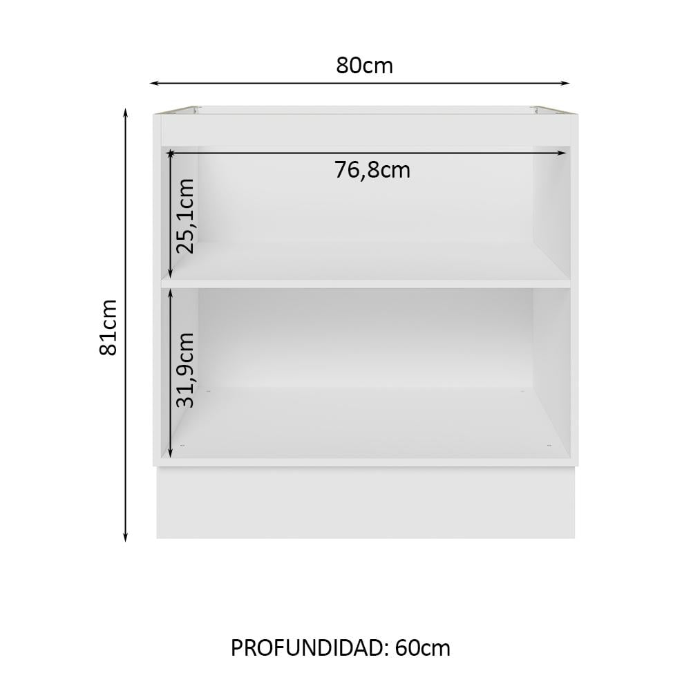 MUEBLE DE COCINA GLAMY 80 CM X 60 CM 2 PUERTAS SIN ENCIMERA - 3