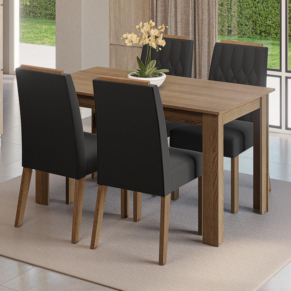 JUEGO DE COMEDOR HERA CON 4 SILLAS - MARRÓN/OXFORD - 1