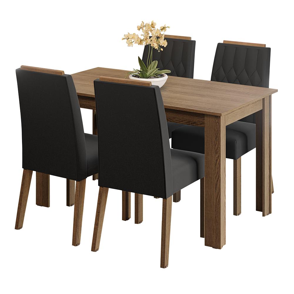 JUEGO DE COMEDOR HERA CON 4 SILLAS - MARRÓN/OXFORD - 2