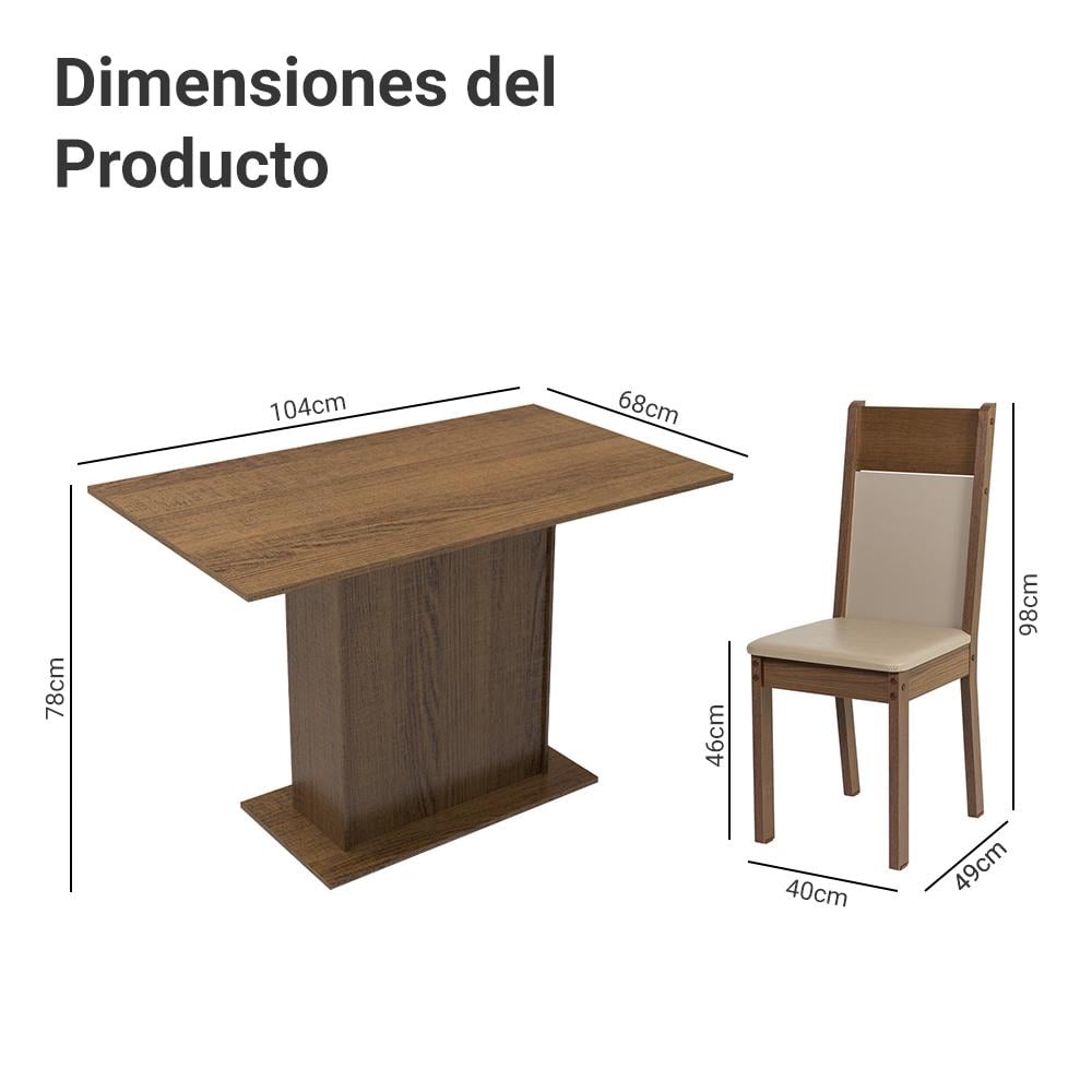 JUEGO DE COMEDOR MADESA SHEILA CON 4 SILLAS - 3