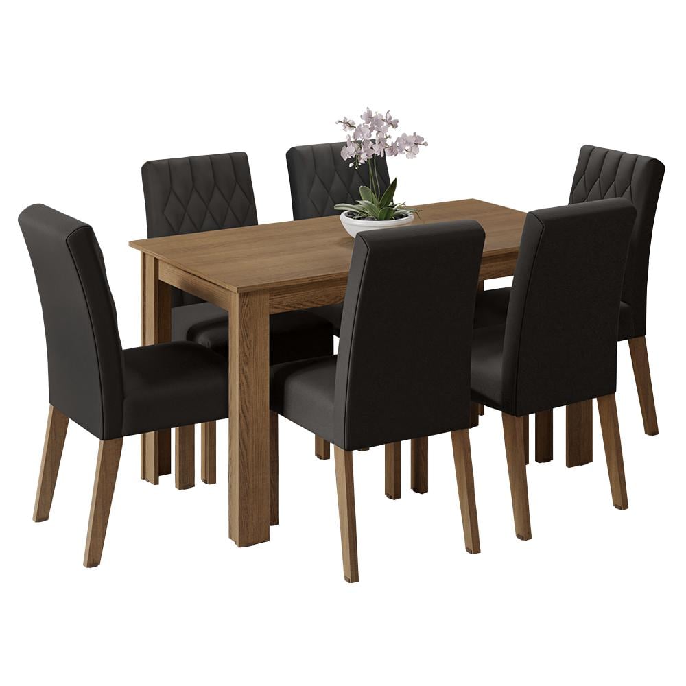 JUEGO DE COMEDOR MADESA ALLEGRO CON 6 SILLAS - MARRÓN/OXFORD - 2