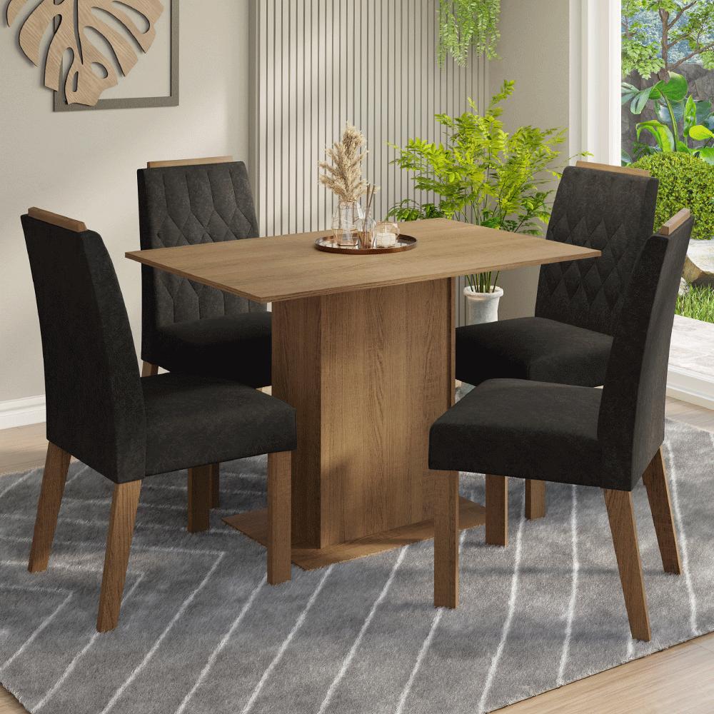 JUEGO DE COMEDOR ROMÃ CON 4 SILLAS - MARRÓN/OXFORD - 1